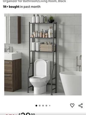 Over-the-Toilet Bathroom Storage Shelf - Black